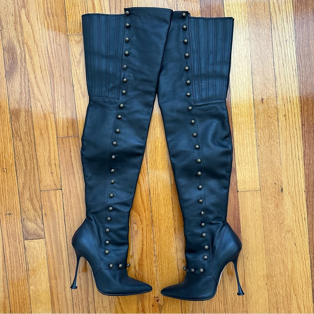 Manolo Blahnik over the knee studded boots